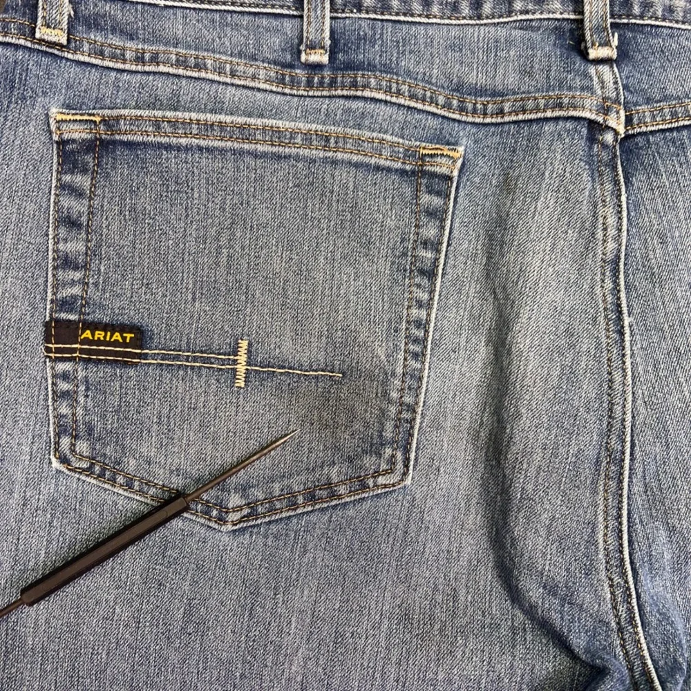 Ariat Rebar M4 Jeans Mens 41x31 Light Wash Cowboy Relaxed Bootcut Workwear Denim